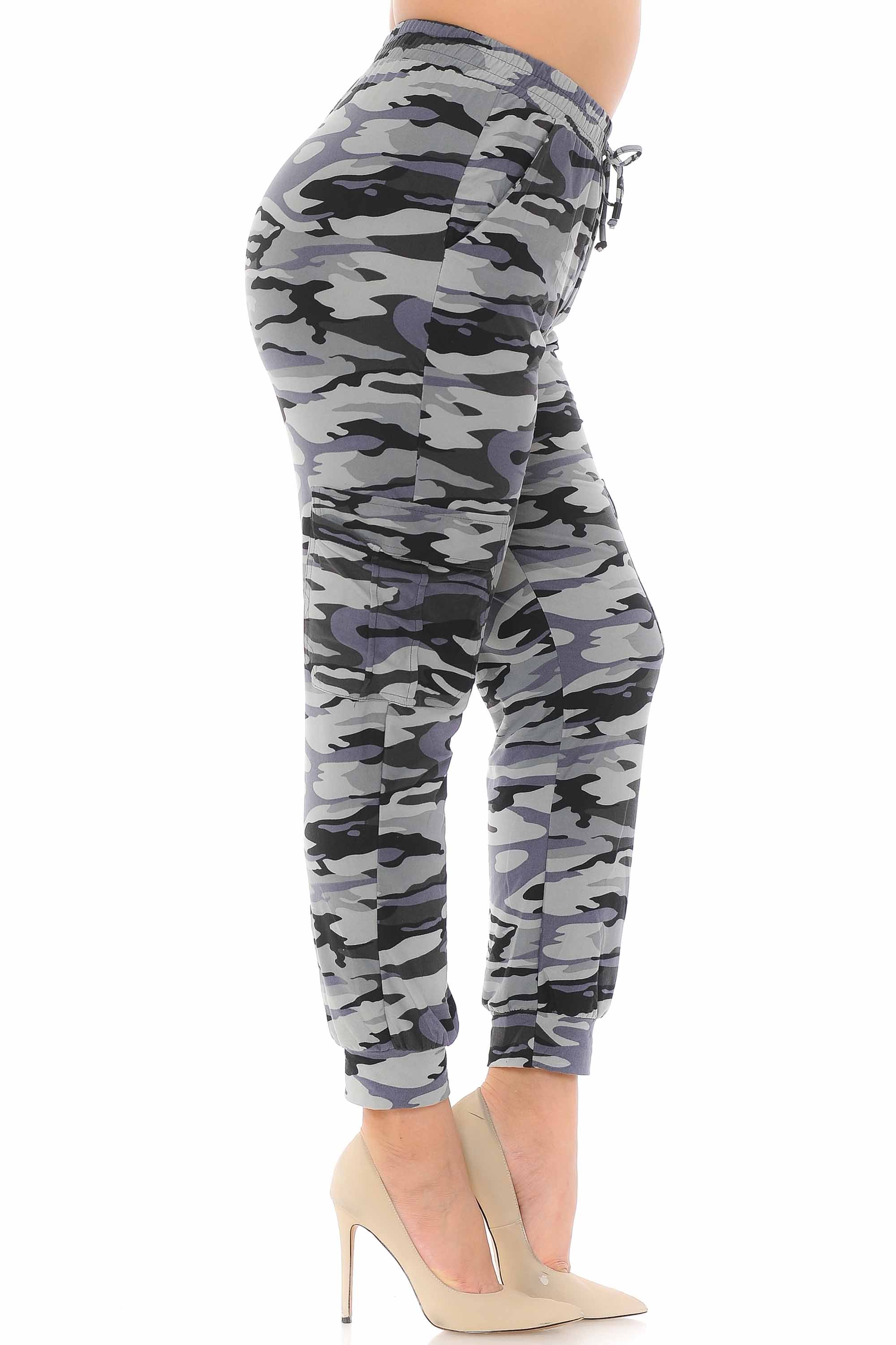 Buttery Smooth Charcoal Camouflage Joggers - Plus Size - 1XL 2XL 3XL - New Mix
