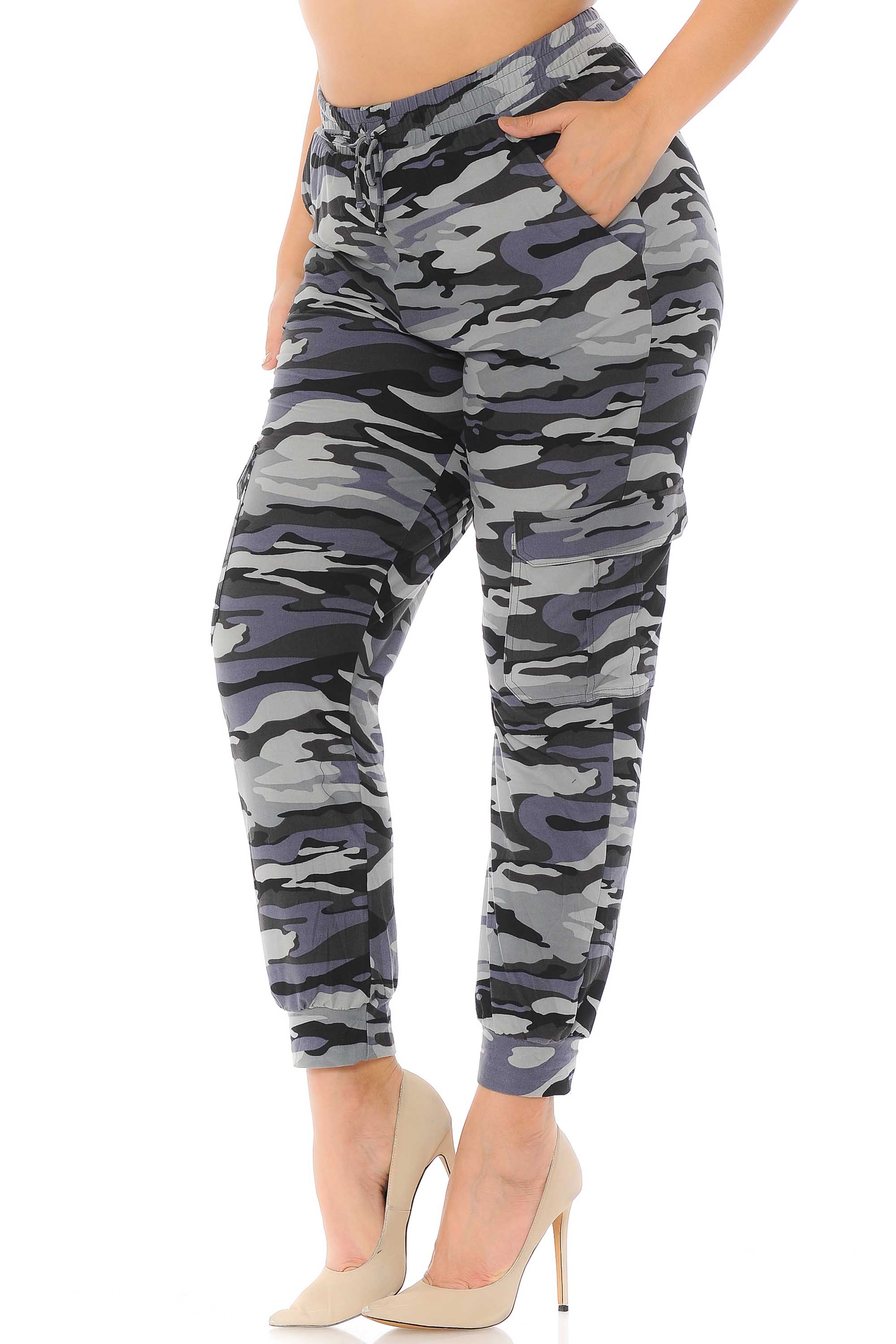 Buttery Smooth Charcoal Camouflage Joggers - Plus Size - 1XL 2XL 3XL - New Mix