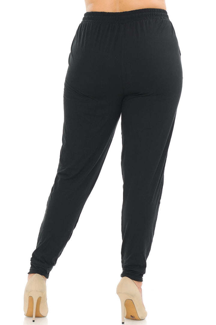 Buttery Smooth Basic Black Solid Joggers - Plus Size - 1XL 2XL 3XL - EEVEE