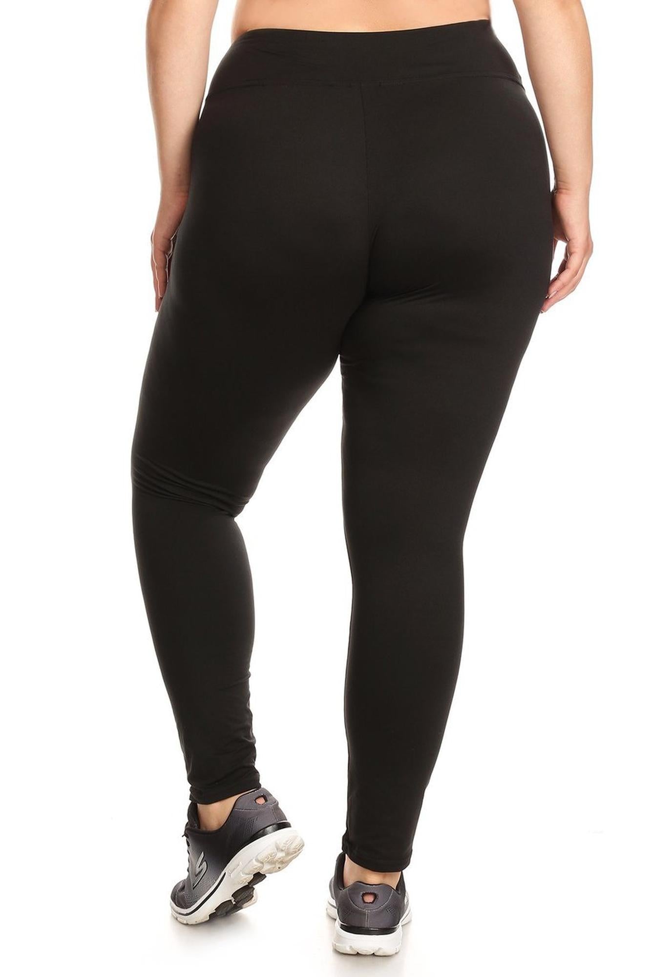 High Waisted Fleece Lined Sport Leggings - Plus Size - 1XL 2XL 3XL