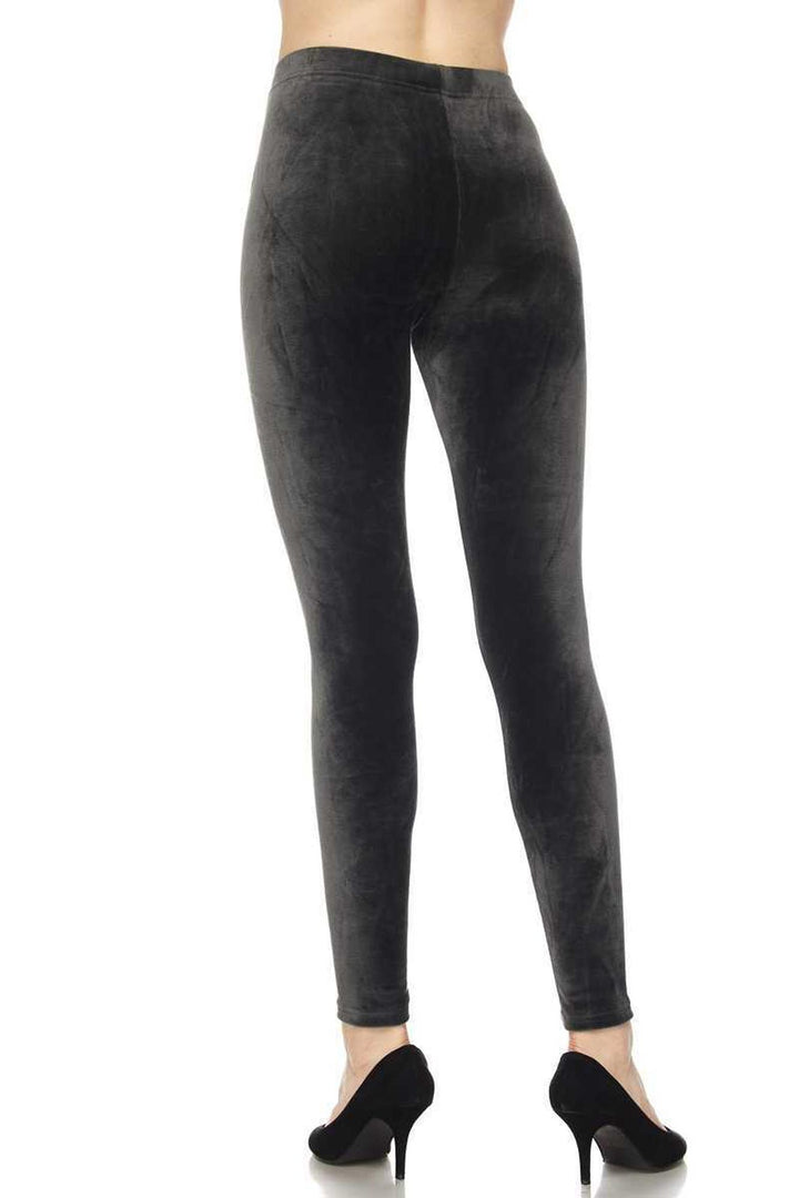 Solid Brushed Velour Velvet Leggings - Plus Size - 1XL 2XL 3XL
