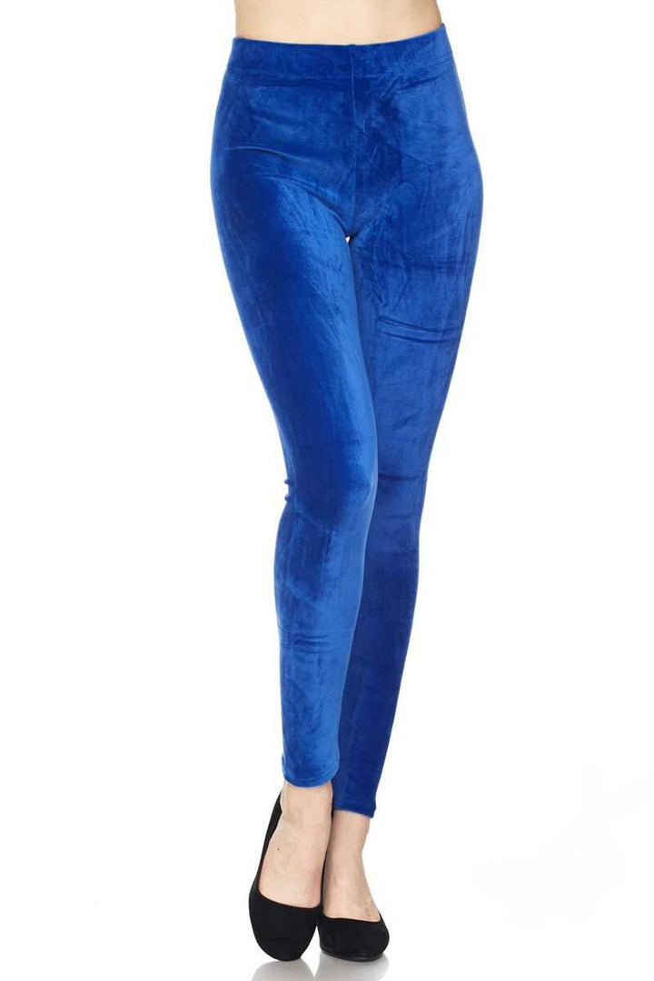 Solid Brushed Velour Velvet Leggings - Plus Size - 1XL 2XL 3XL