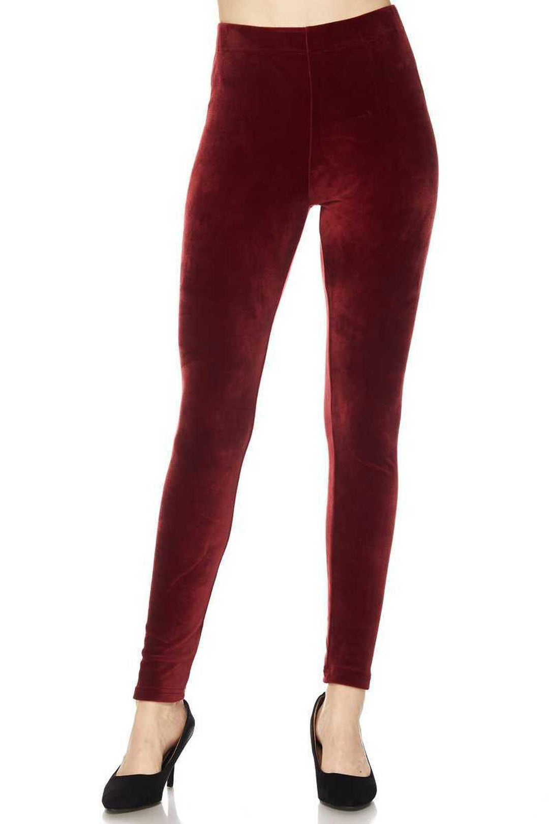 Solid Brushed Velour Velvet Leggings - Plus Size - 1XL 2XL 3XL