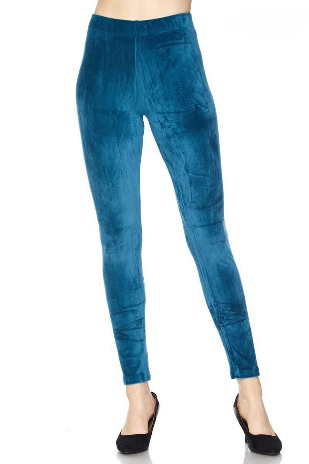 Solid Brushed Velour Velvet Leggings - Plus Size - 1XL 2XL 3XL