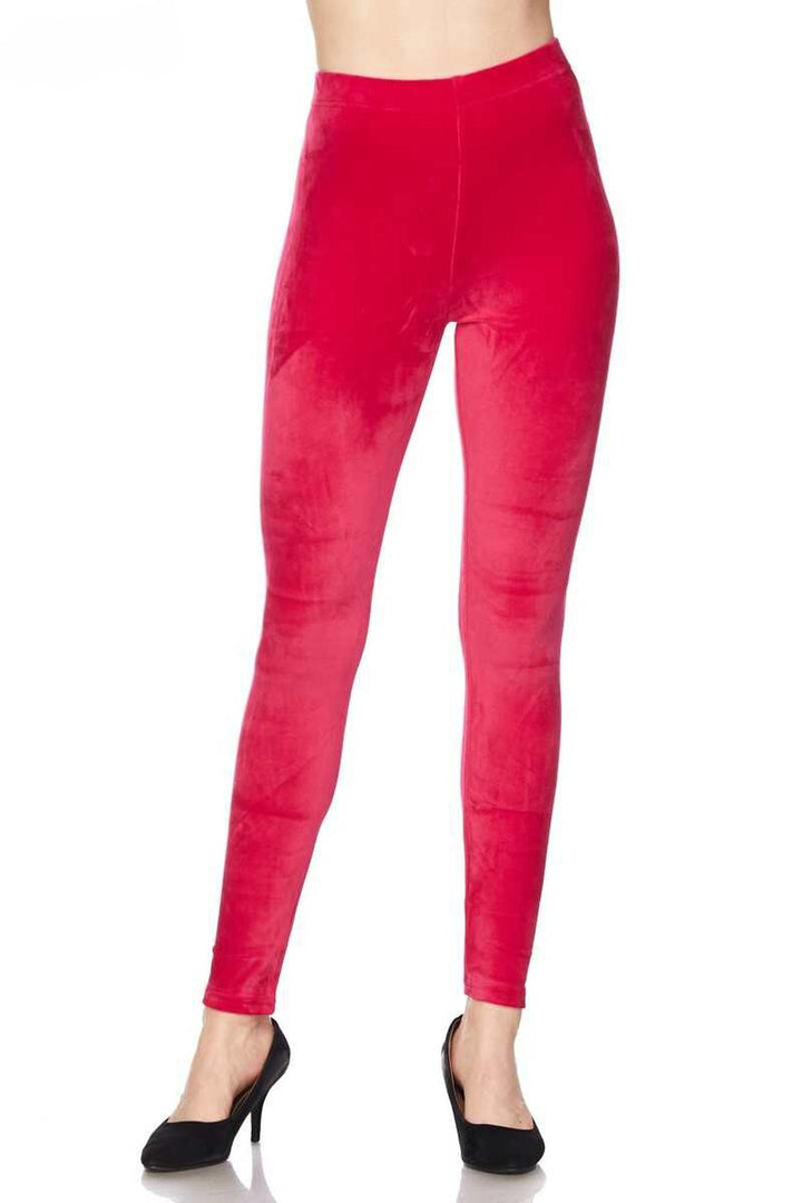 Solid Brushed Velour Velvet Leggings - Plus Size - 1XL 2XL 3XL