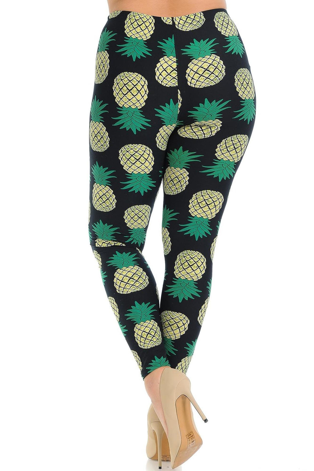 World of Leggings - Buttery Soft Green Pineapple Plus Size Leggings