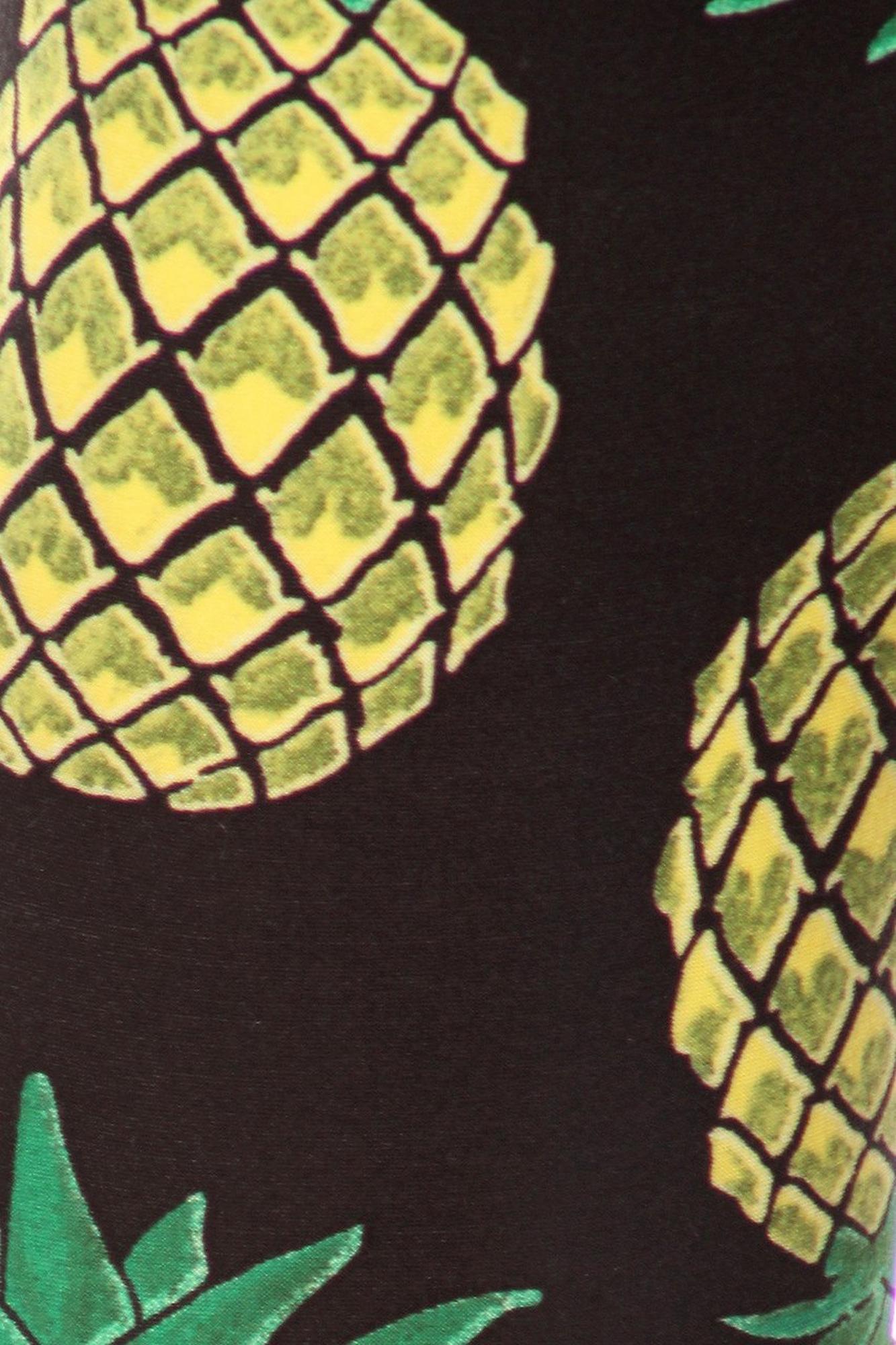 World of Leggings - Buttery Soft Green Pineapple Plus Size Leggings