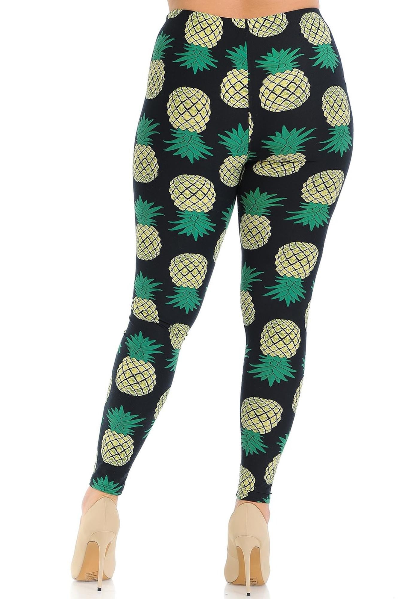 World of Leggings - Buttery Soft Green Pineapple Plus Size Leggings