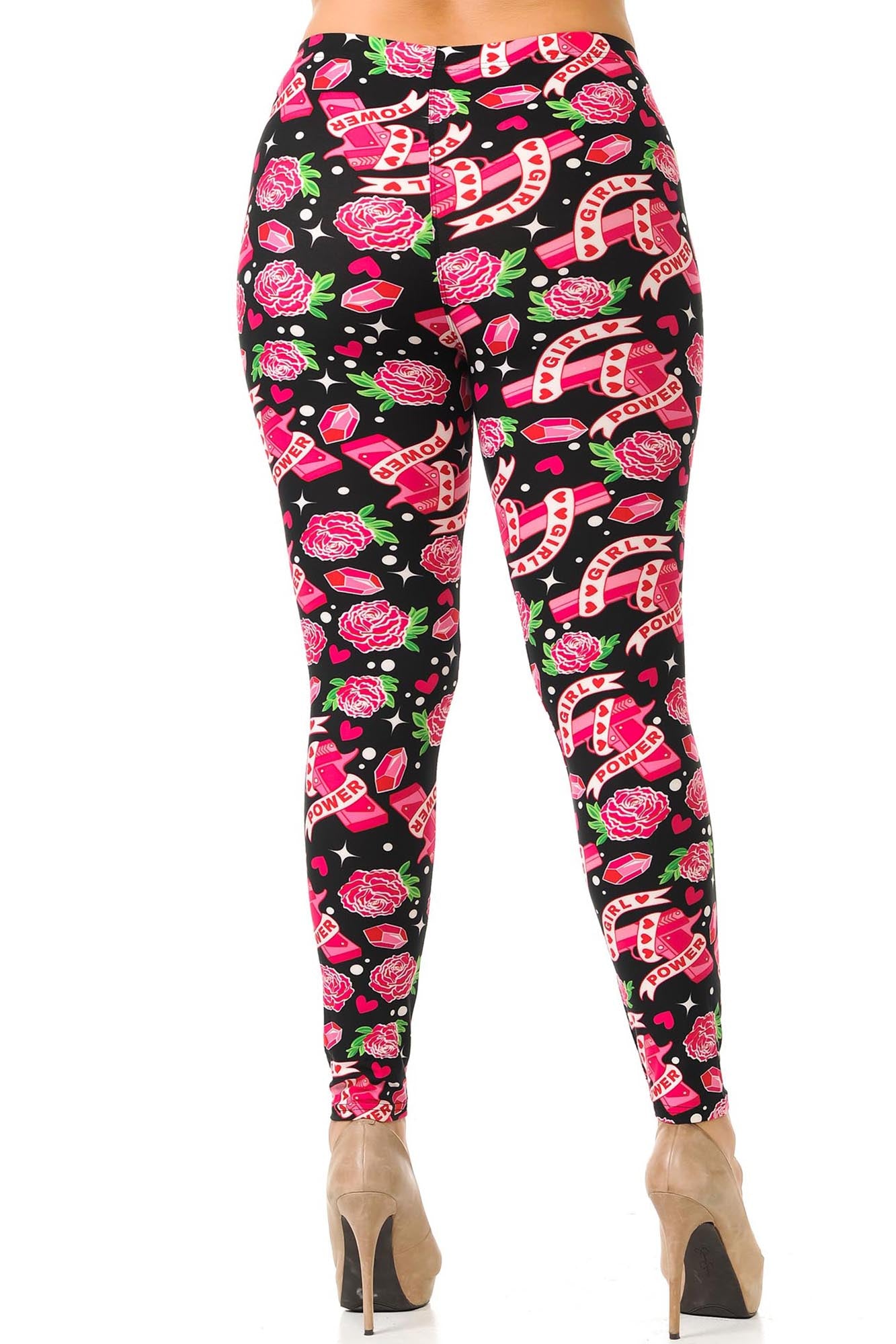 Buttery Soft Girl Power Plus Size Leggings (One Size Plus,Fuchsia)