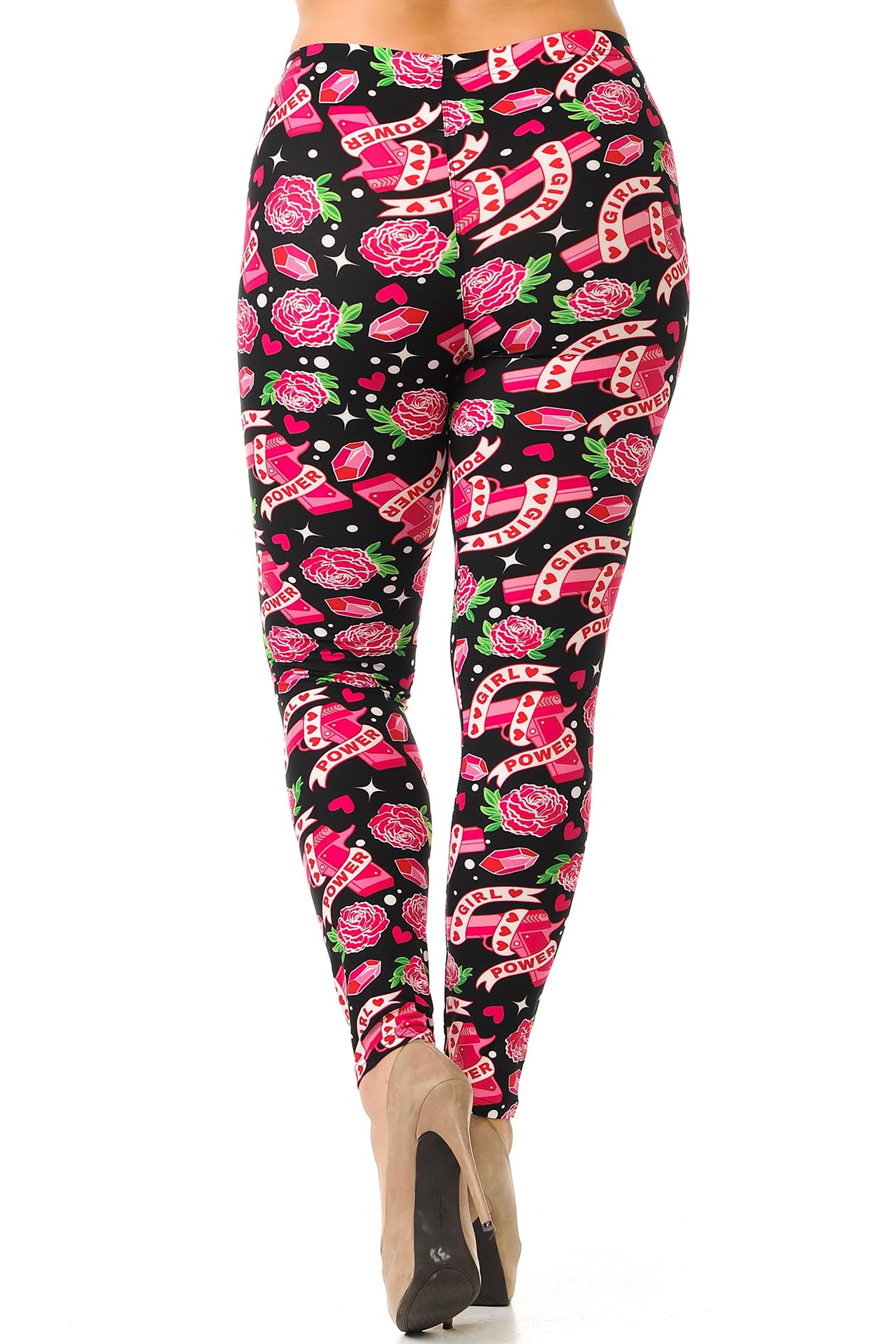 Buttery Soft Girl Power Plus Size Leggings (One Size Plus,Fuchsia)
