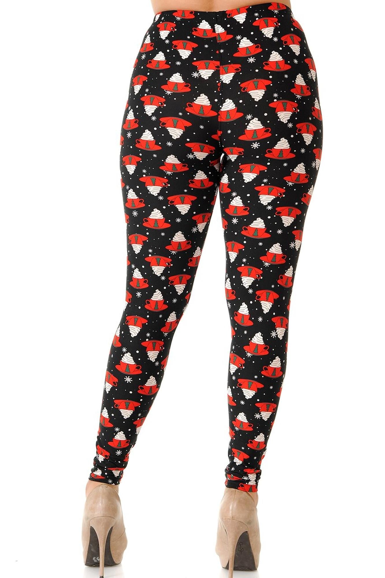 Buttery Soft Mocha Cappuccino Plus Size Christmas Leggings (One Size Plus,Black)