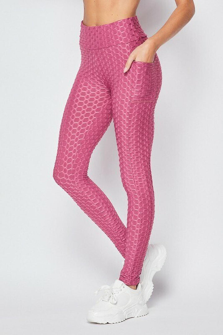 Scrunch Butt Textured High Waisted Leggings - Plus Size - 1XL 2XL 3XL with Pockets