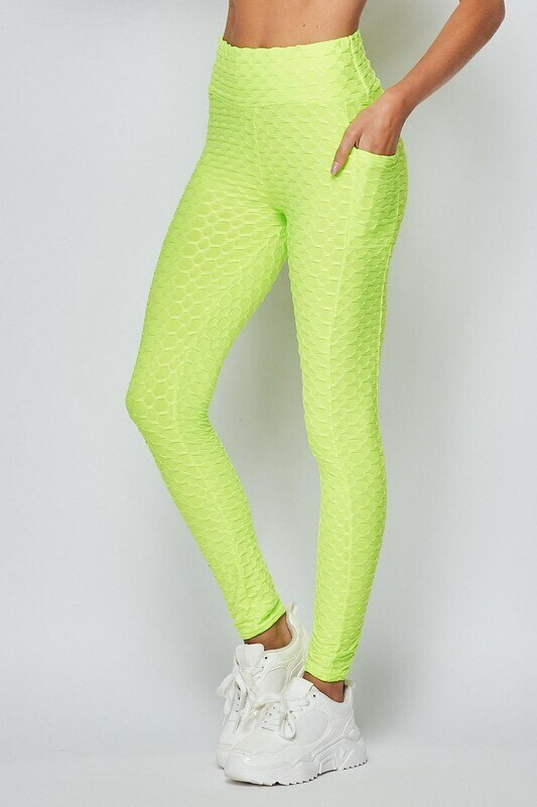 Scrunch Butt Textured High Waisted Leggings - Plus Size - 1XL 2XL 3XL with Pockets