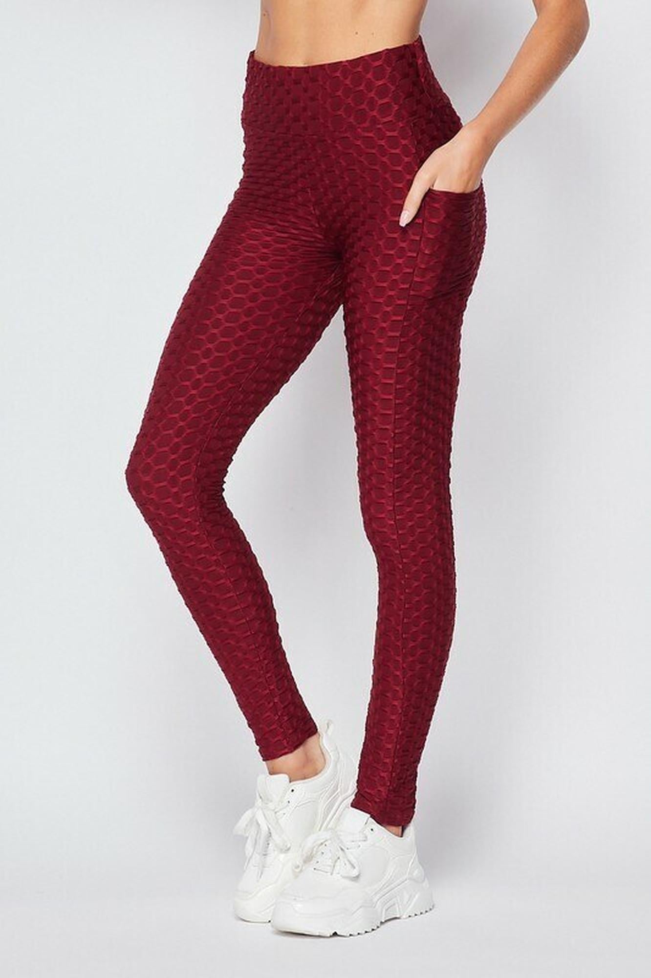 Scrunch Butt Textured High Waisted Leggings - Plus Size - 1XL 2XL 3XL with Pockets