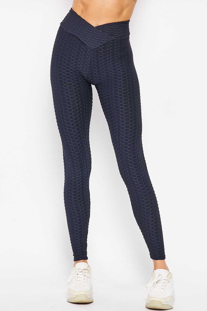Scrunch Butt Textured V-Waist High Waisted Leggings - Plus Size - 1XL 2XL 3XL with Pockets