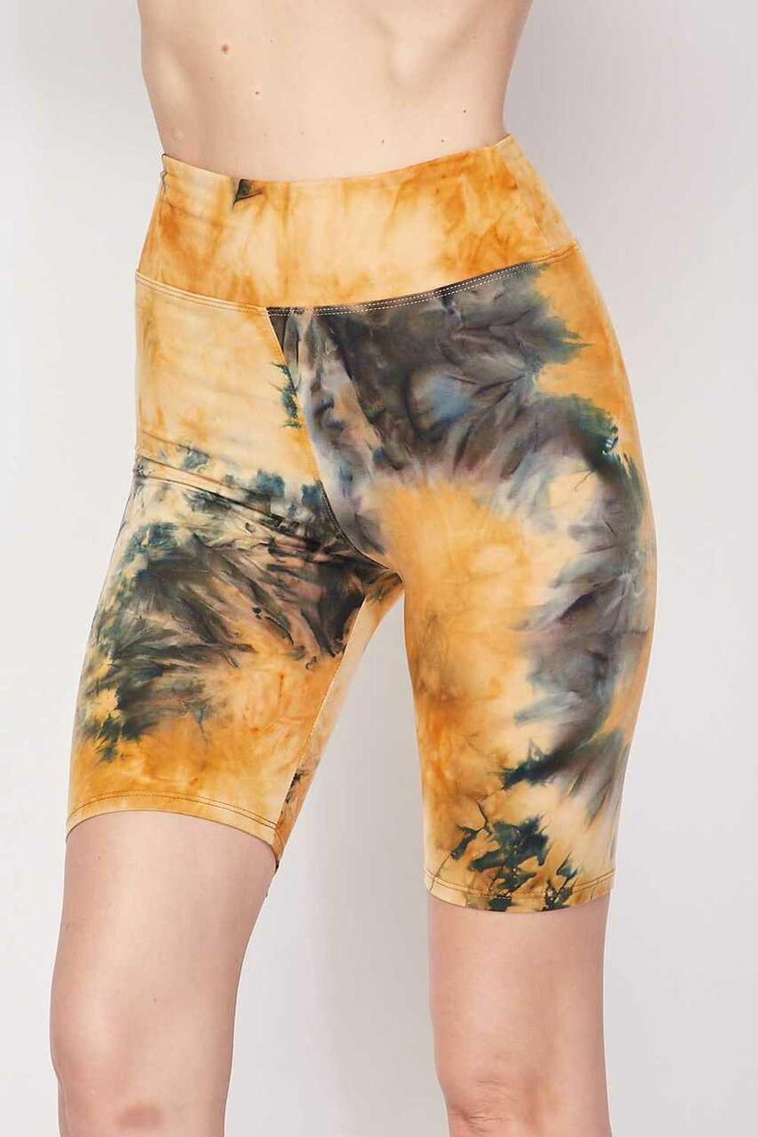 Tie Dye High Waisted Biker Shorts - Plus Size - 1XL 2XL 3XL - 3 Inch Waist