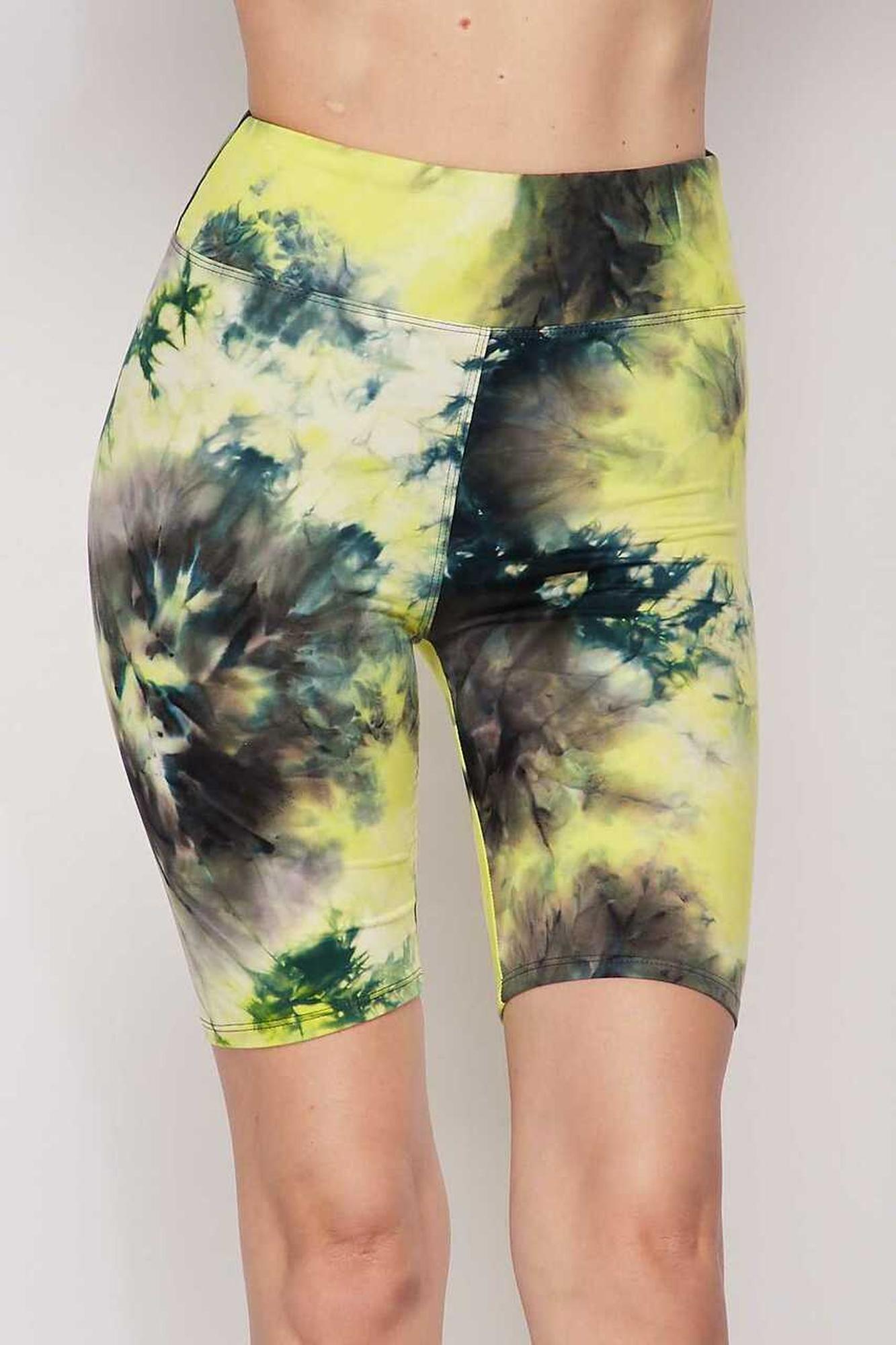 Tie Dye High Waisted Biker Shorts - Plus Size - 1XL 2XL 3XL - 3 Inch Waist