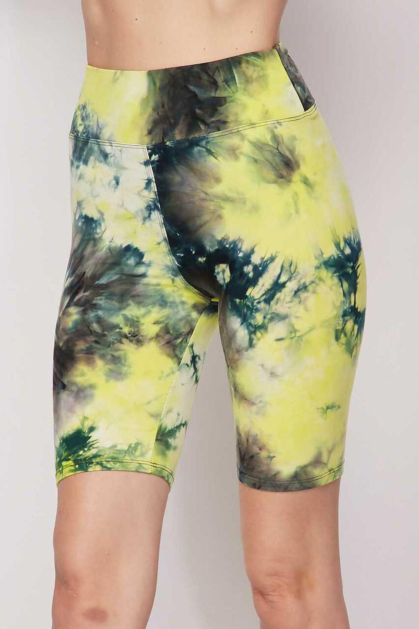 Tie Dye High Waisted Biker Shorts - Plus Size - 1XL 2XL 3XL - 3 Inch Waist