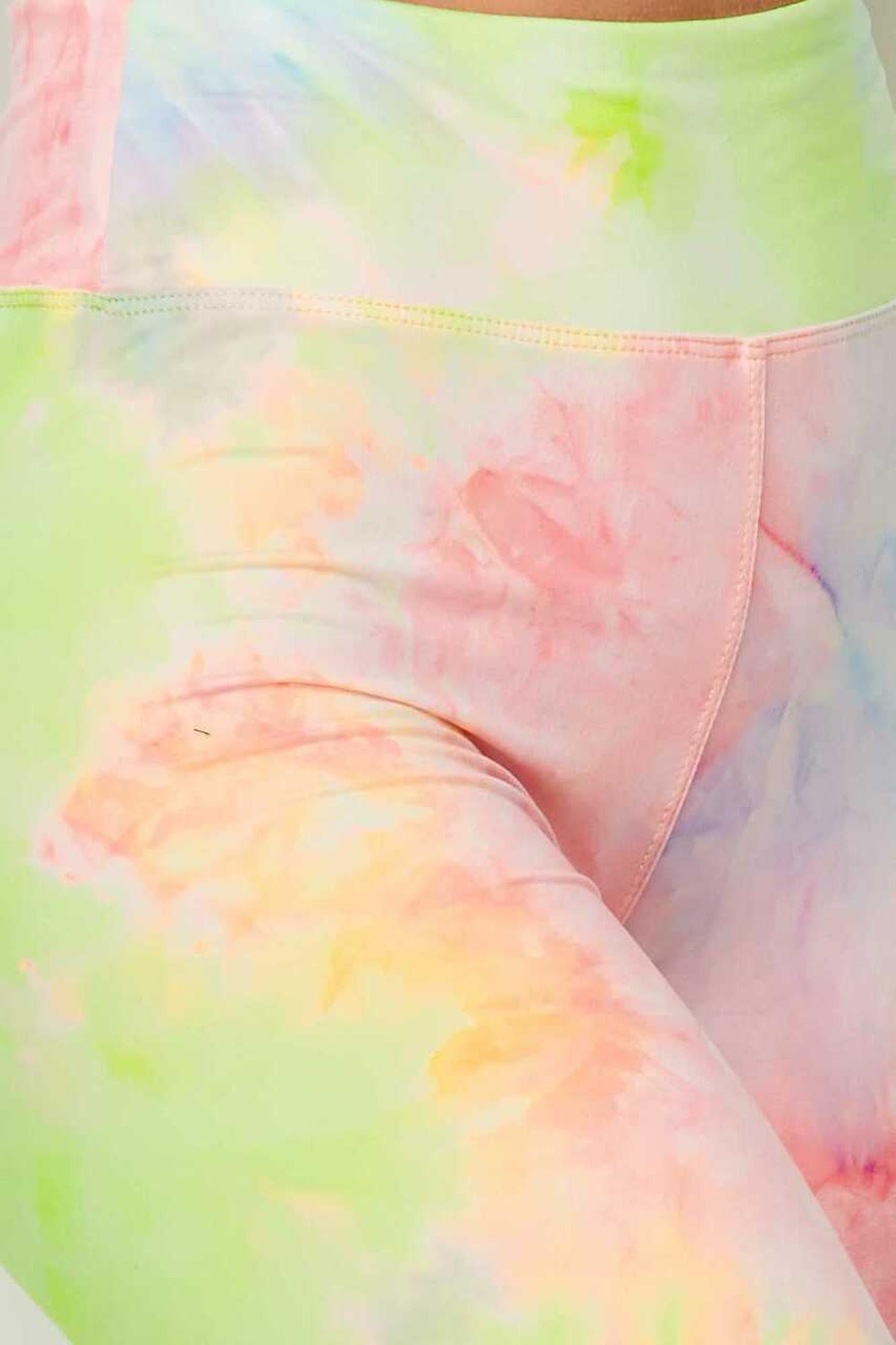Pastel Tie Dye High Waisted Biker Shorts - Plus Size - 1XL 2XL 3XL - 3 Inch Waist