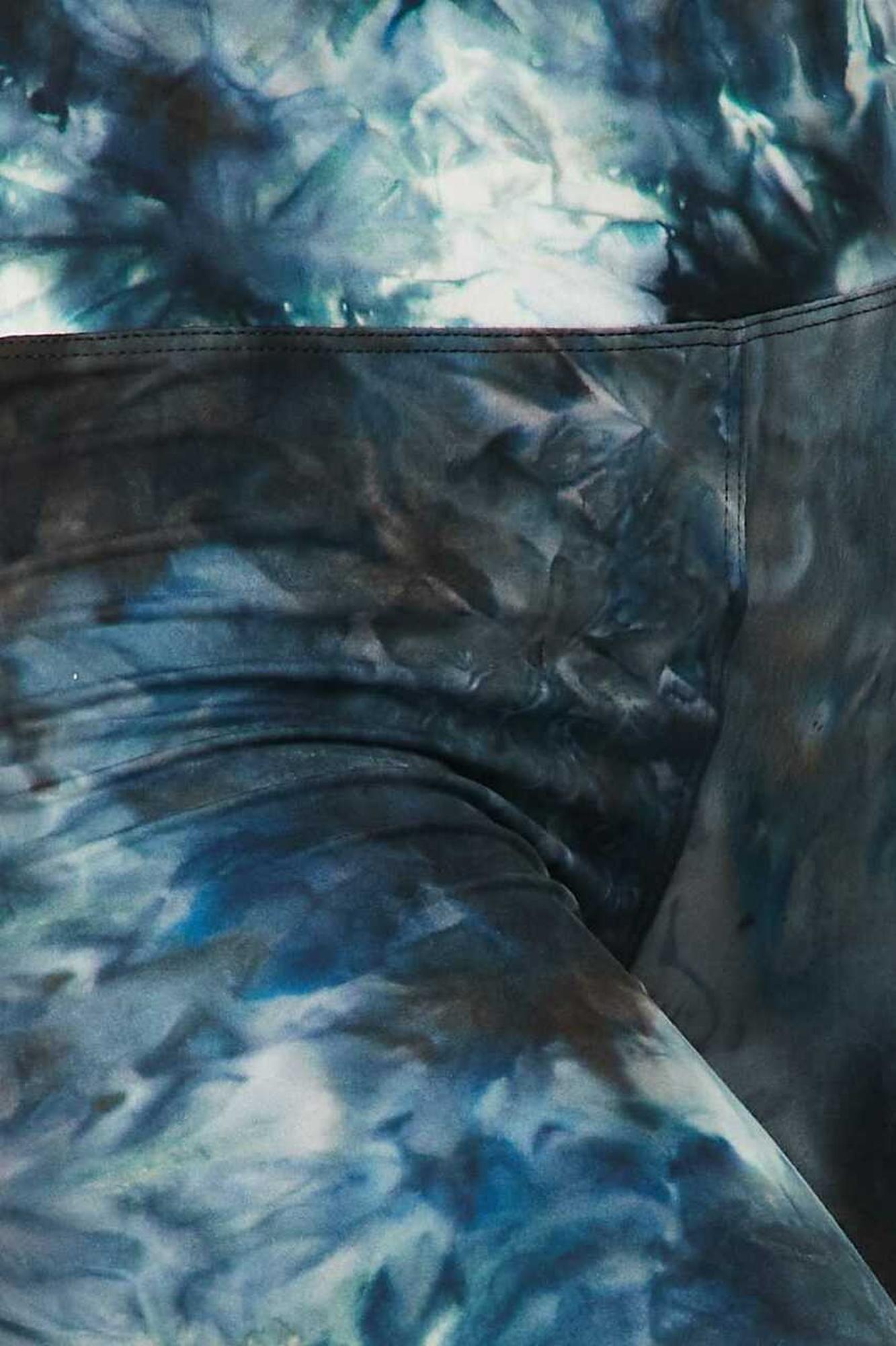 Steel Blue Tie Dye High Waisted Biker Shorts - Plus Size - 1XL 2XL 3XL - 3 Inch Waist