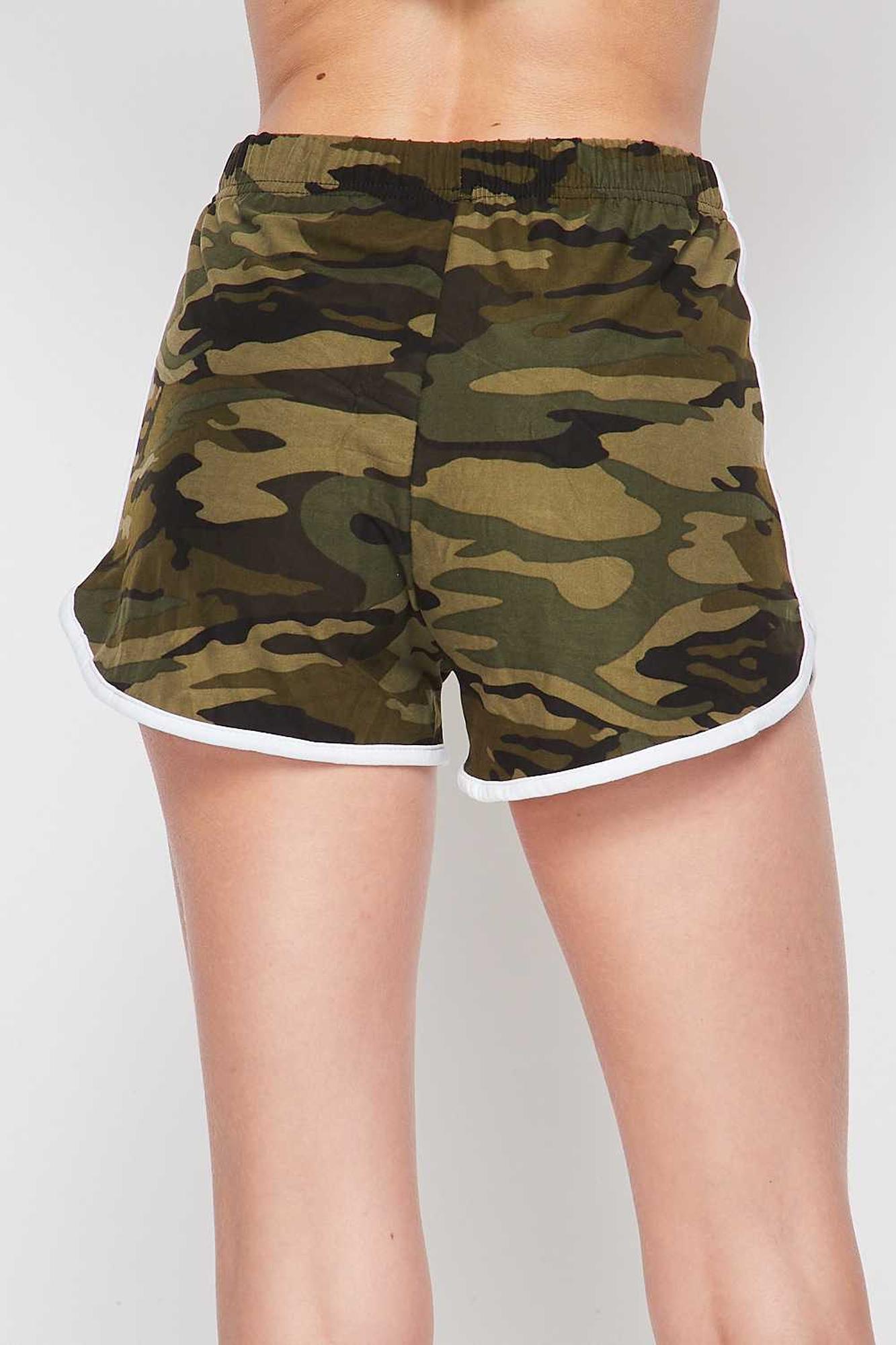 Buttery Smooth Green and White Camouflage Dolphin Shorts - Plus Size - 1XL 2XL 3XL