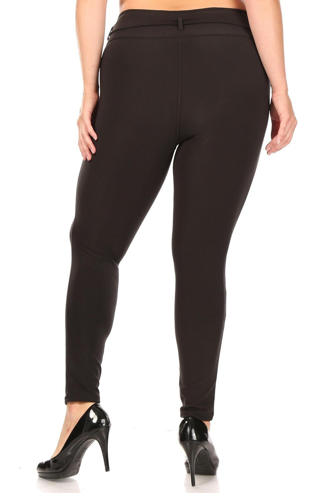 Black Belted Treggings with Pockets - Plus Size - 1XL 2XL 3XL