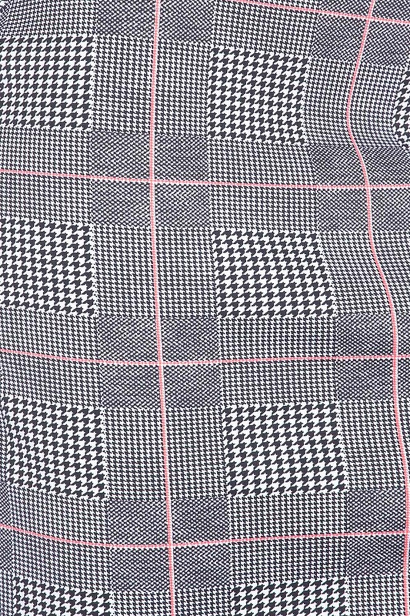 Silky Soft Scuba Coral Glen Plaid Plus Size Pencil Skirt with Front Slit