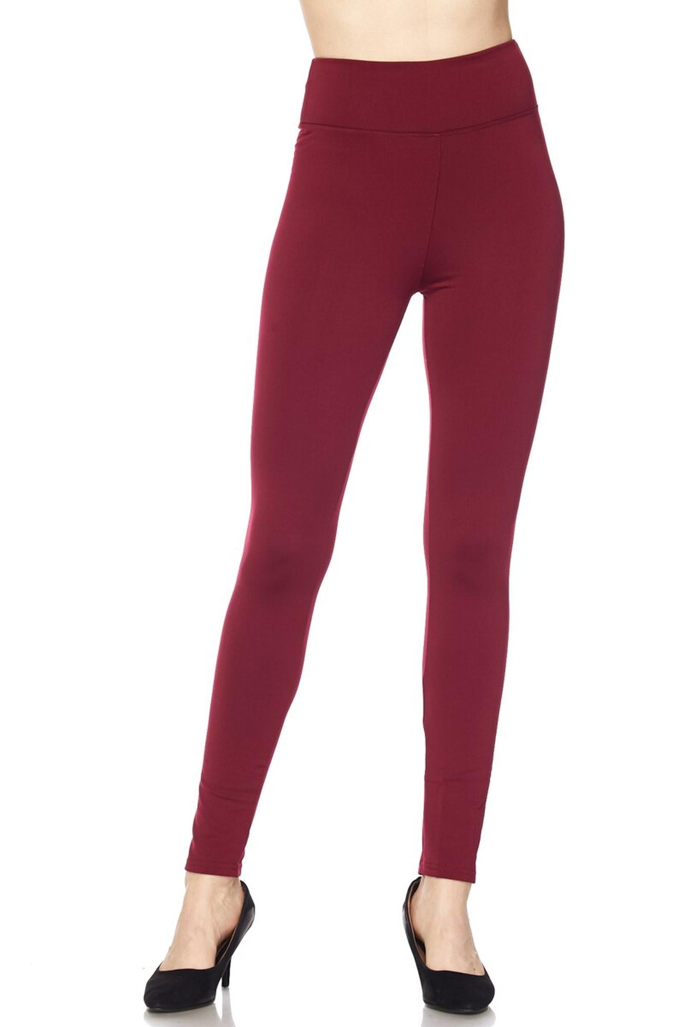High Waisted Fleece Lined Leggings - Plus Size - 1XL 2XL 3XL - 3 Inch Waistband