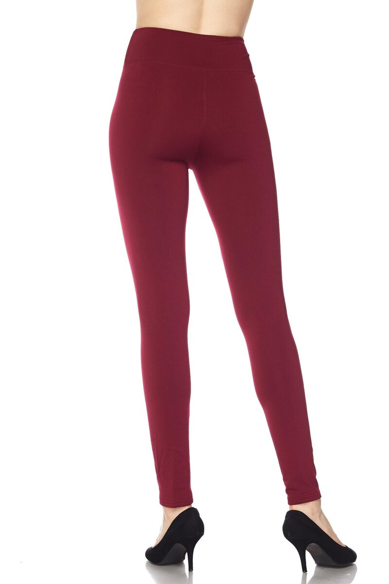 High Waisted Fleece Lined Plus Size Leggings - 5 Inch Waistband