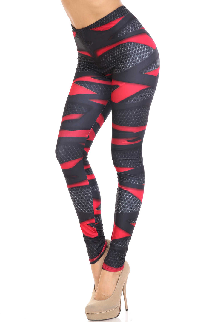 Creamy Soft Premium Women's Leggings Cascading 3D Sport Wrap Plus Size, High Rise, Stretchy & Breathable, Comfortable Fit - by USA Fashion