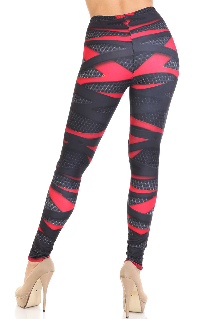 Creamy Soft Premium Women's Leggings Cascading 3D Sport Wrap Plus Size, High Rise, Stretchy & Breathable, Comfortable Fit - by USA Fashion