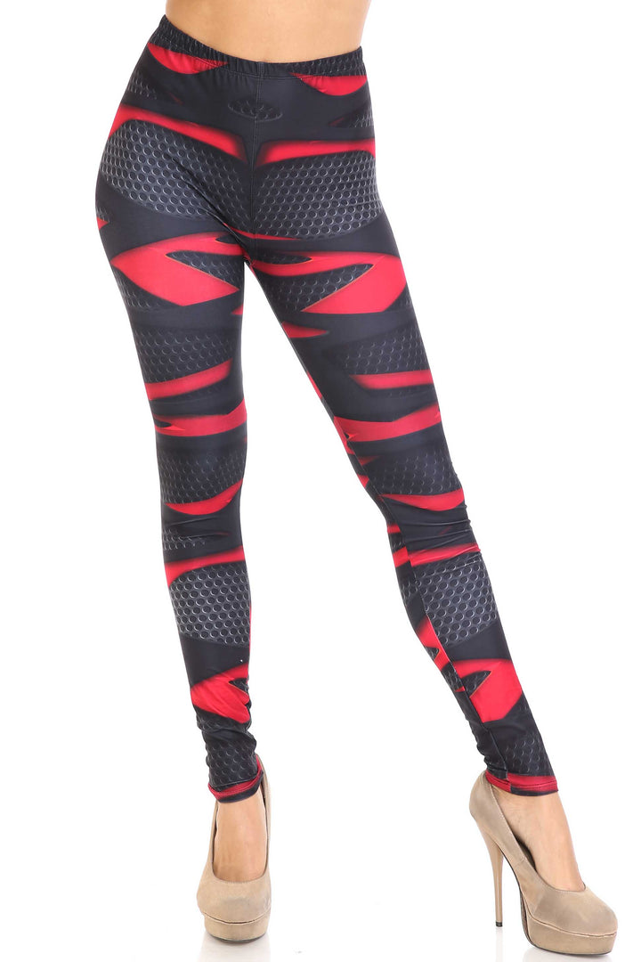 Creamy Soft Premium Women's Leggings Cascading 3D Sport Wrap Plus Size, High Rise, Stretchy & Breathable, Comfortable Fit - by USA Fashion