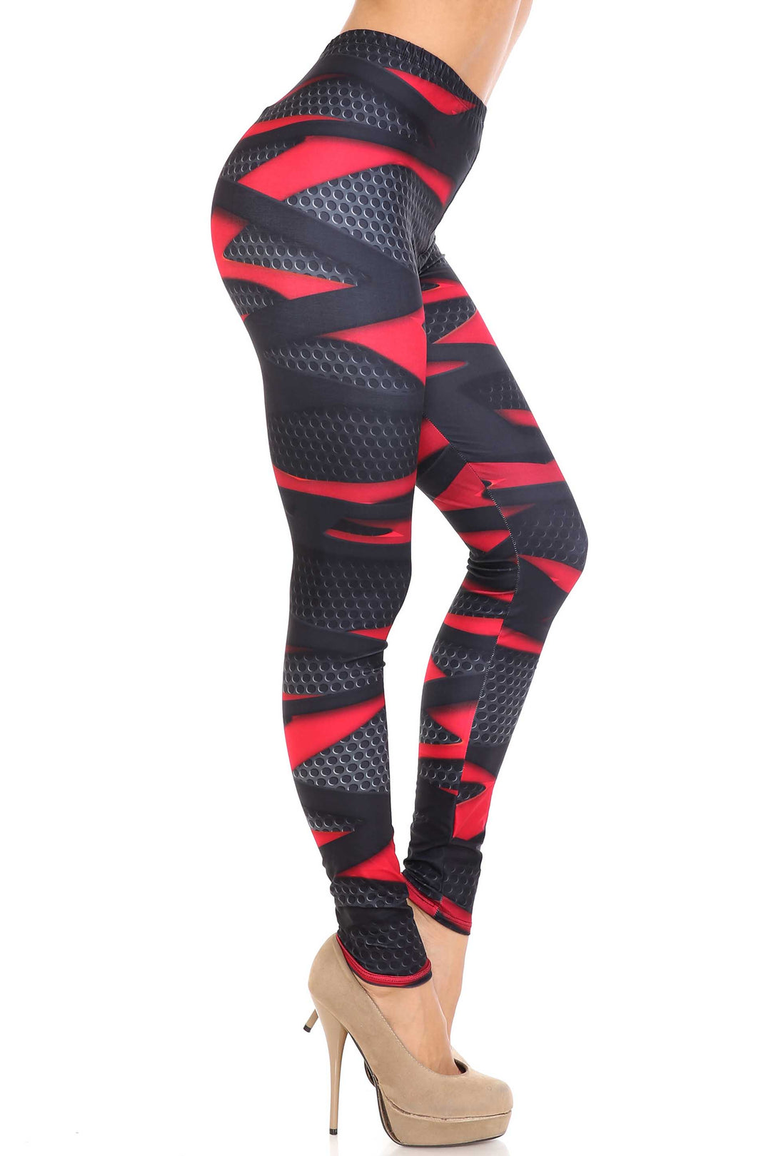 Creamy Soft Premium Women's Leggings Cascading 3D Sport Wrap Plus Size, High Rise, Stretchy & Breathable, Comfortable Fit - by USA Fashion