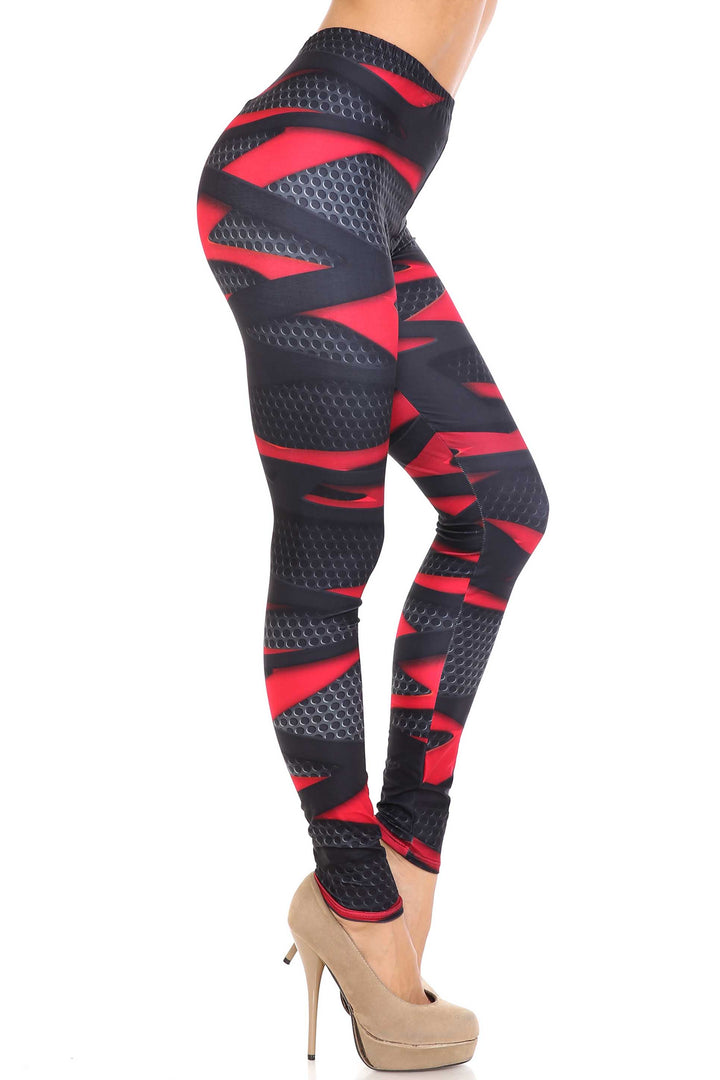 Creamy Soft Premium Women's Leggings Cascading 3D Sport Wrap Plus Size, High Rise, Stretchy & Breathable, Comfortable Fit - by USA Fashion