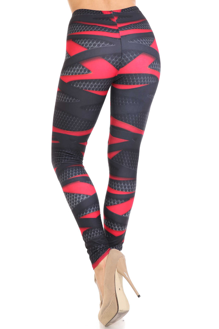 Creamy Soft Premium Women's Leggings Cascading 3D Sport Wrap Plus Size, High Rise, Stretchy & Breathable, Comfortable Fit - by USA Fashion