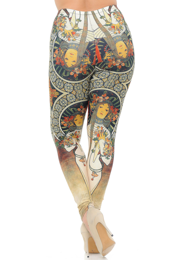 Creamy Soft Premium Women's Leggings Gaia Mucha Plus Size, High Rise, Stretchy & Breathable, Comfortable Fit - by USA Fashion