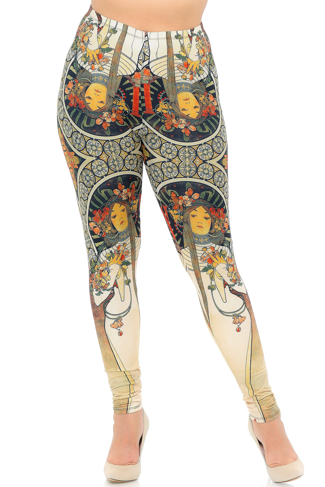 Creamy Soft Premium Women's Leggings Gaia Mucha Plus Size, High Rise, Stretchy & Breathable, Comfortable Fit - by USA Fashion