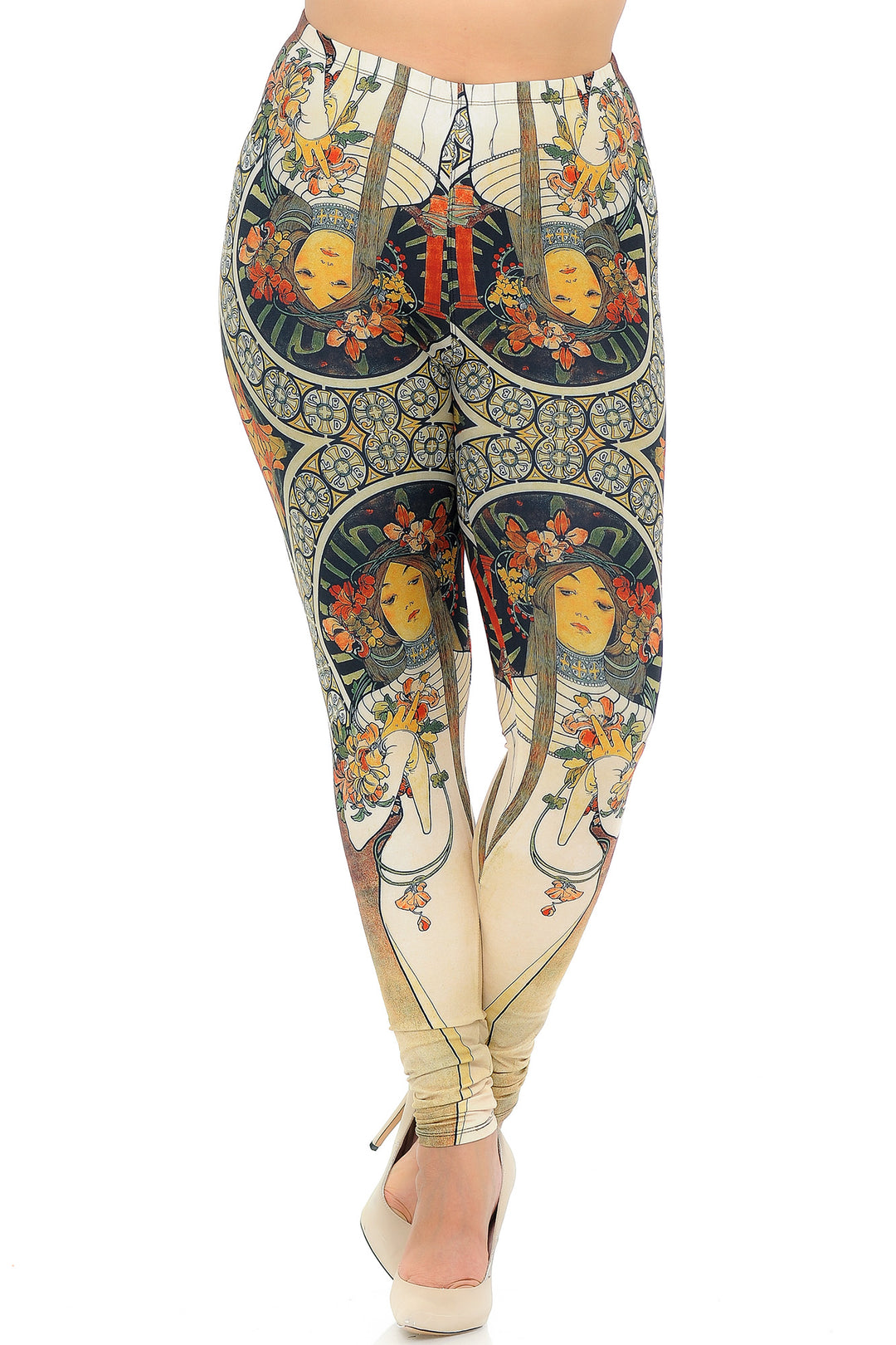 Creamy Soft Premium Women's Leggings Gaia Mucha Plus Size, High Rise, Stretchy & Breathable, Comfortable Fit - by USA Fashion