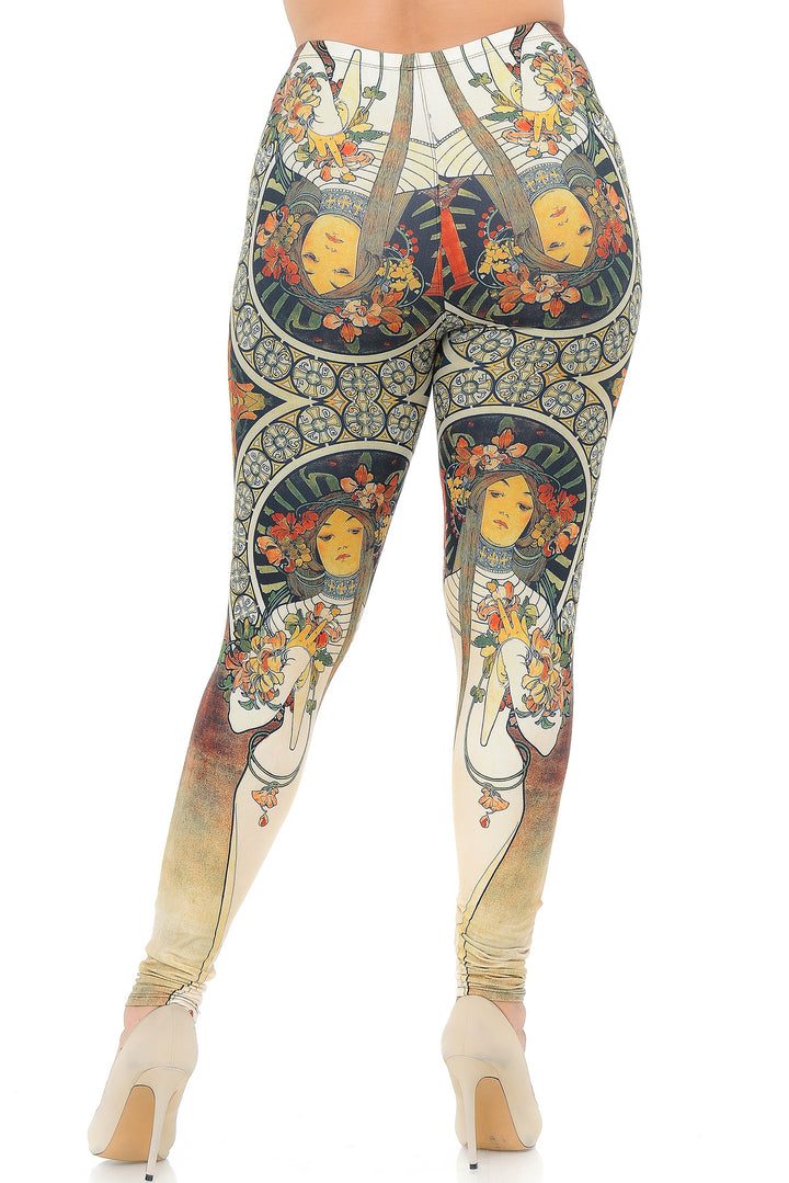 Creamy Soft Premium Women's Leggings Gaia Mucha Plus Size, High Rise, Stretchy & Breathable, Comfortable Fit - by USA Fashion