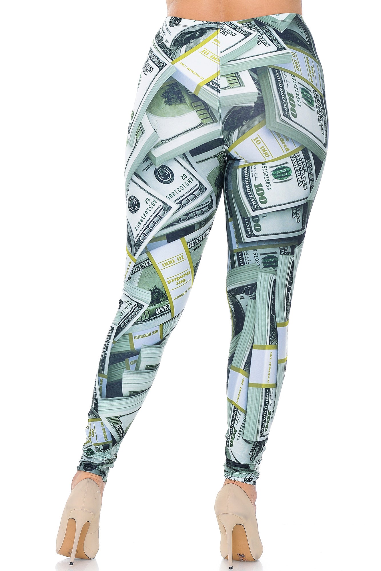 Plus Size - Creamy Soft Women's Laser Print Skin Smoothing Fashion Print Leggings - Cash Money