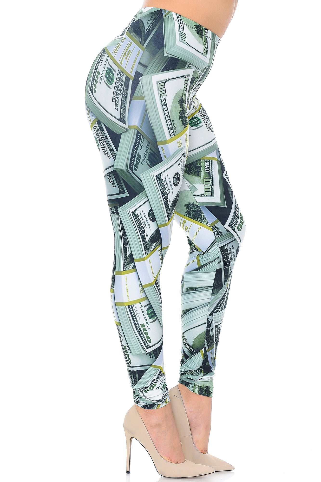 Plus Size - Creamy Soft Women's Laser Print Skin Smoothing Fashion Print Leggings - Cash Money