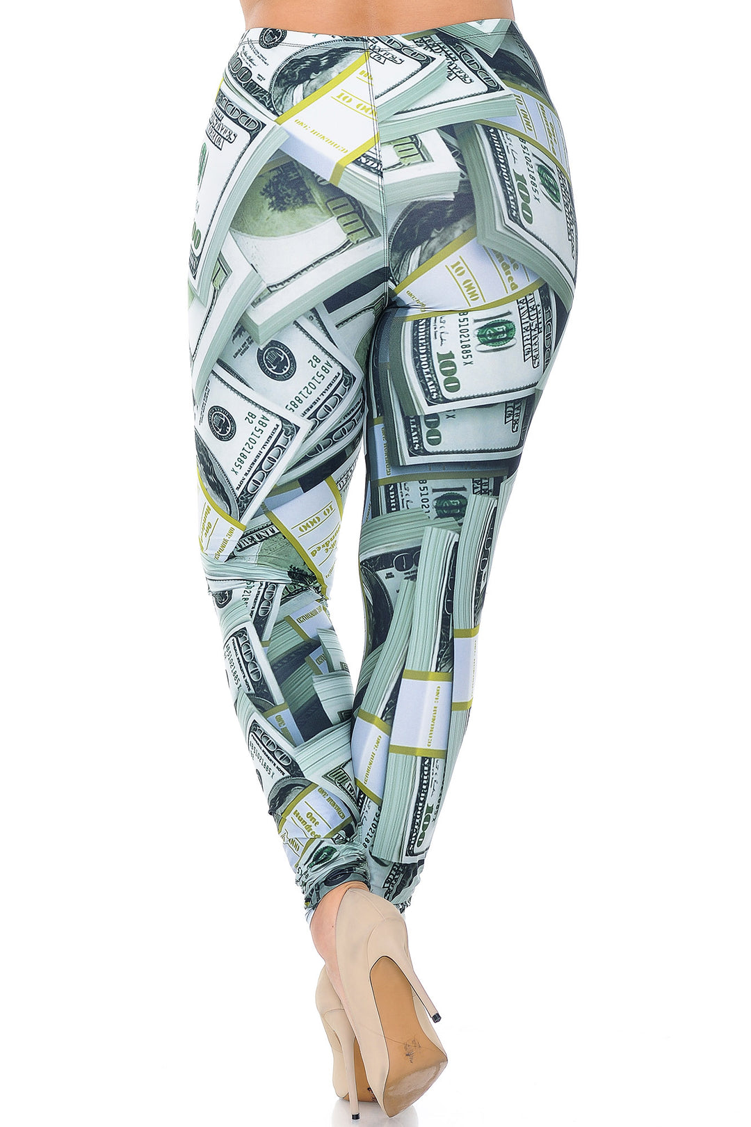 Plus Size - Creamy Soft Women's Laser Print Skin Smoothing Fashion Print Leggings - Cash Money