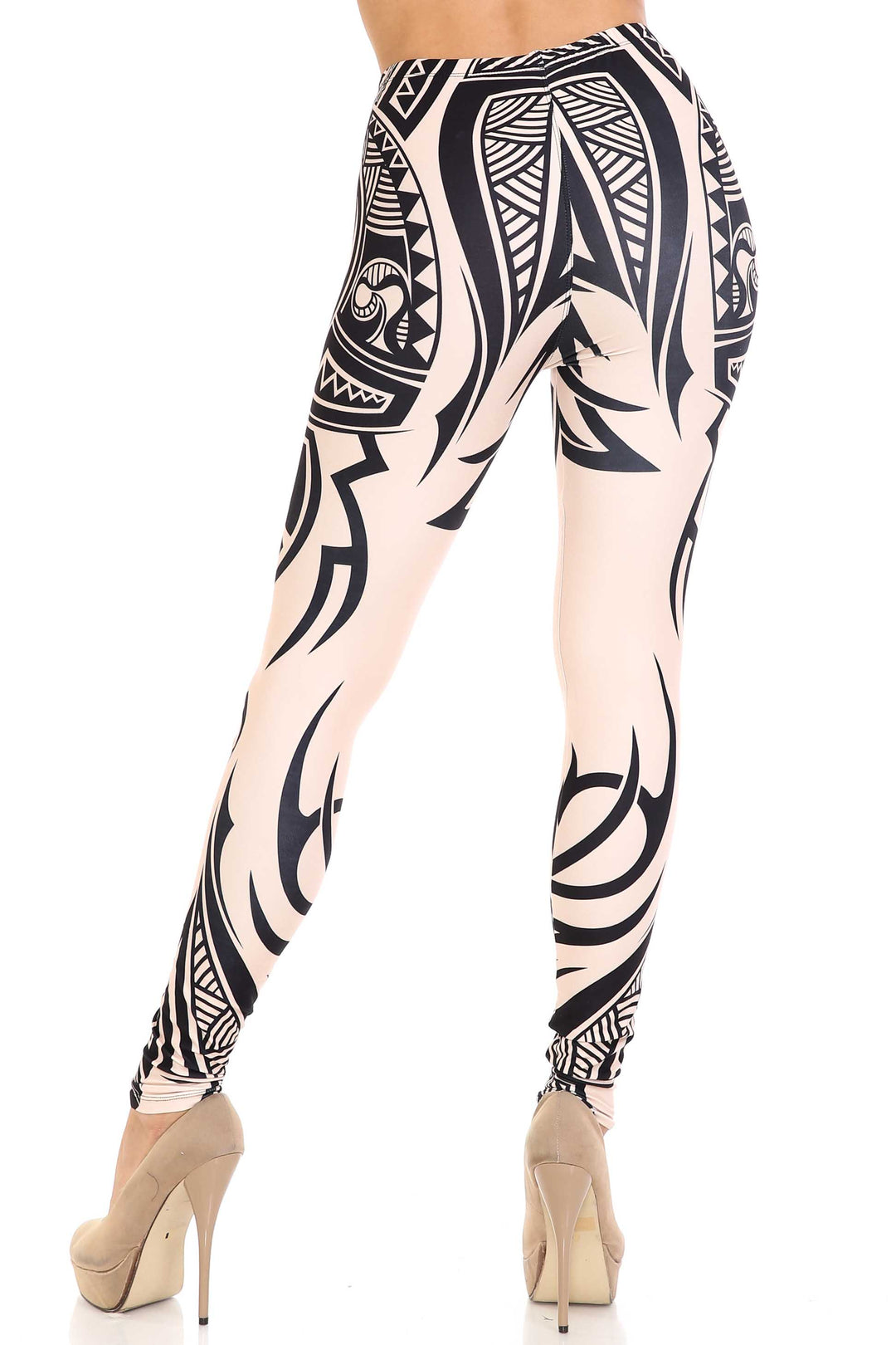 Plus Size - Creamy Soft Women's Laser Print Skin Smoothing Fashion Print Leggings - Celestial Tribal