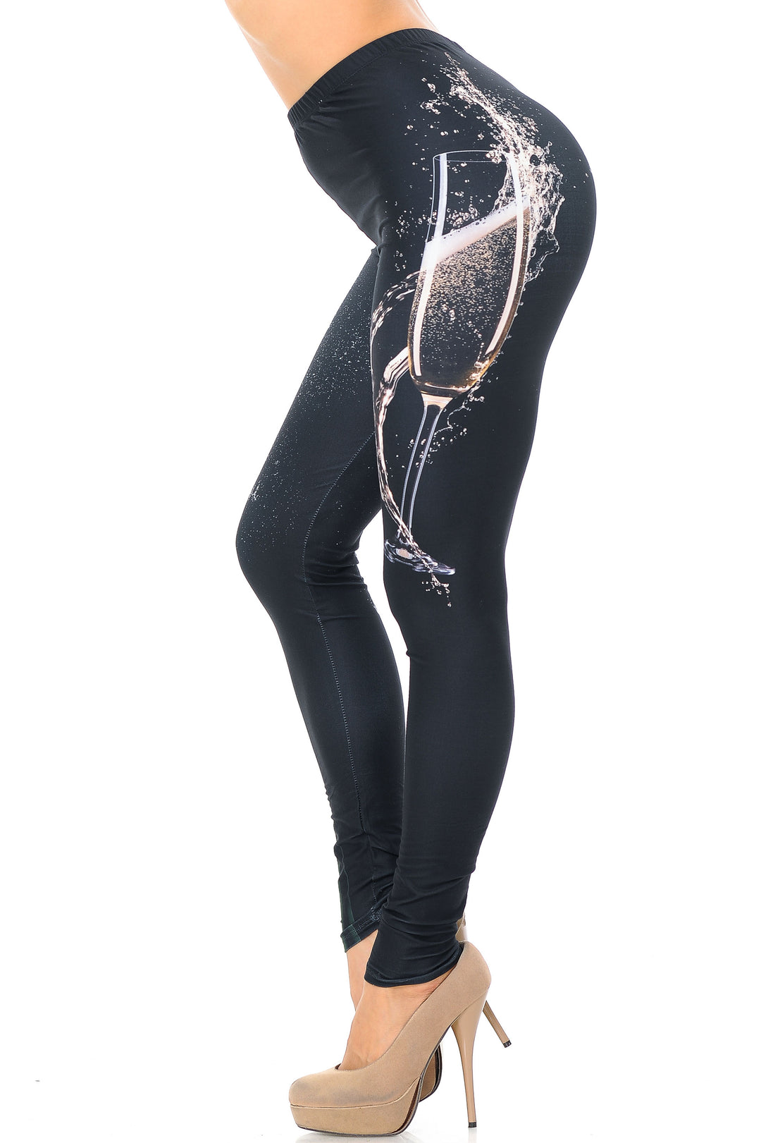 Creamy Soft Premium Women's Leggings Pop The Champagne Plus Size, High Rise, Stretchy & Breathable, Comfortable Fit - by USA Fashion