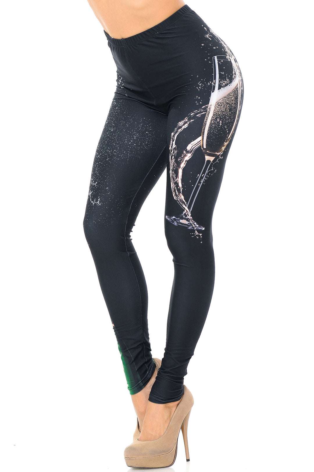 Creamy Soft Premium Women's Leggings Pop The Champagne Plus Size, High Rise, Stretchy & Breathable, Comfortable Fit - by USA Fashion