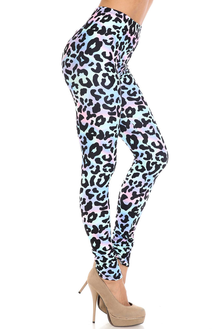 Creamy Soft Premium Women's Leggings Chromatic Leopard Plus Size, High Rise, Stretchy & Breathable, Comfortable Fit - by USA Fashion