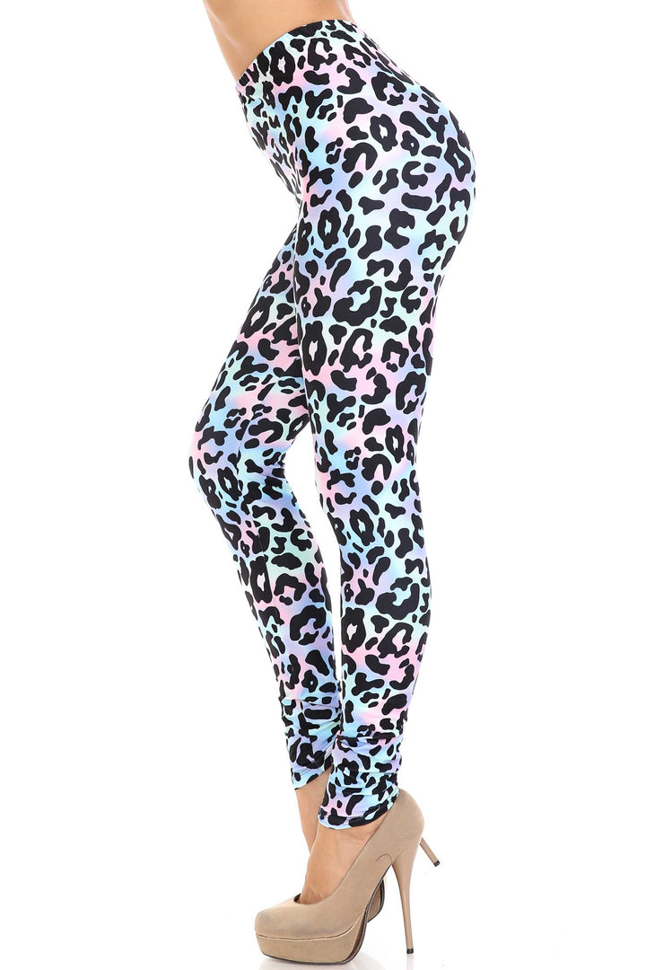 Creamy Soft Premium Women's Leggings Chromatic Leopard Plus Size, High Rise, Stretchy & Breathable, Comfortable Fit - by USA Fashion