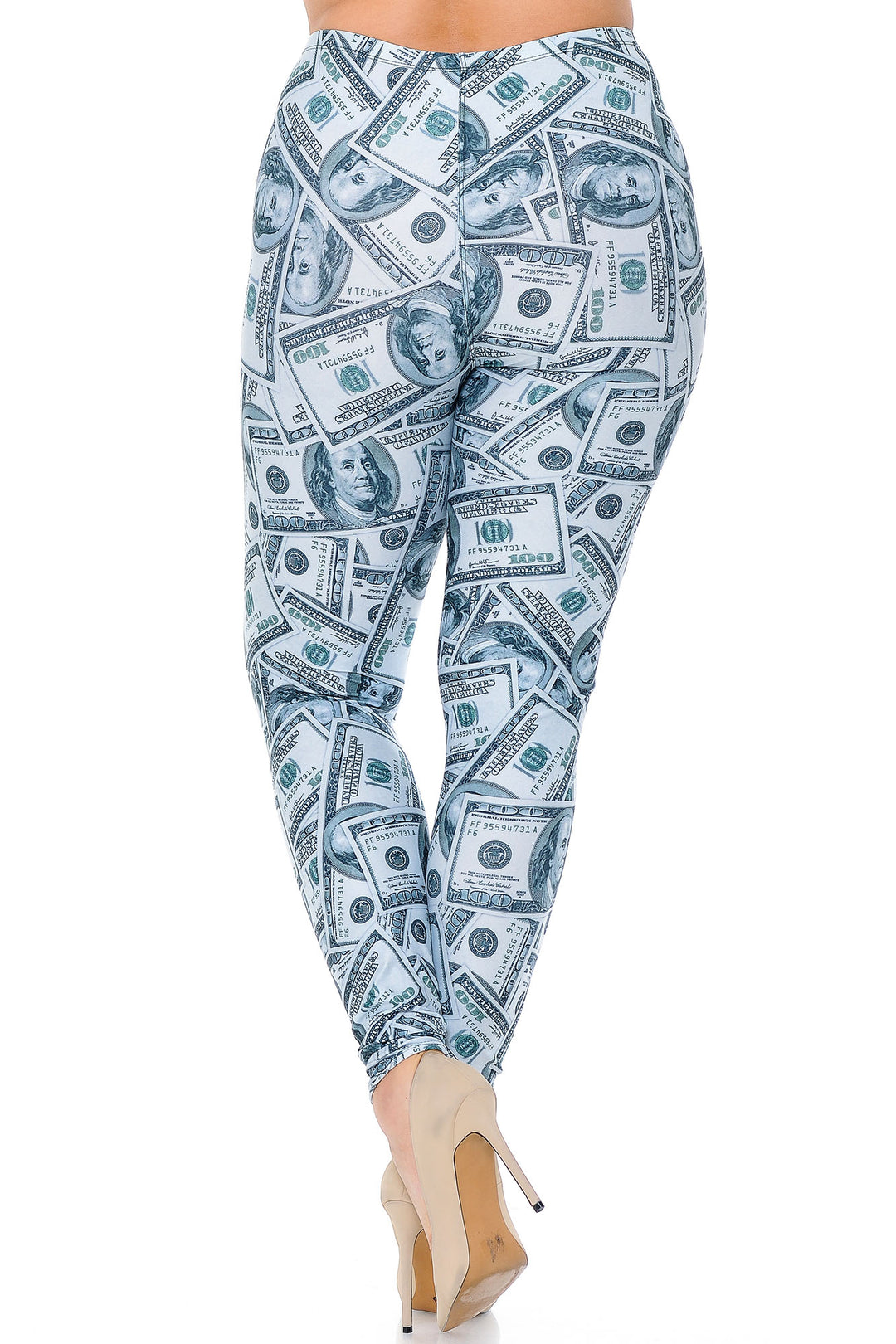 Creamy Soft Premium Women's Leggings Raining Money Plus Size, High Rise, Stretchy & Breathable, Comfortable Fit - by USA Fashion
