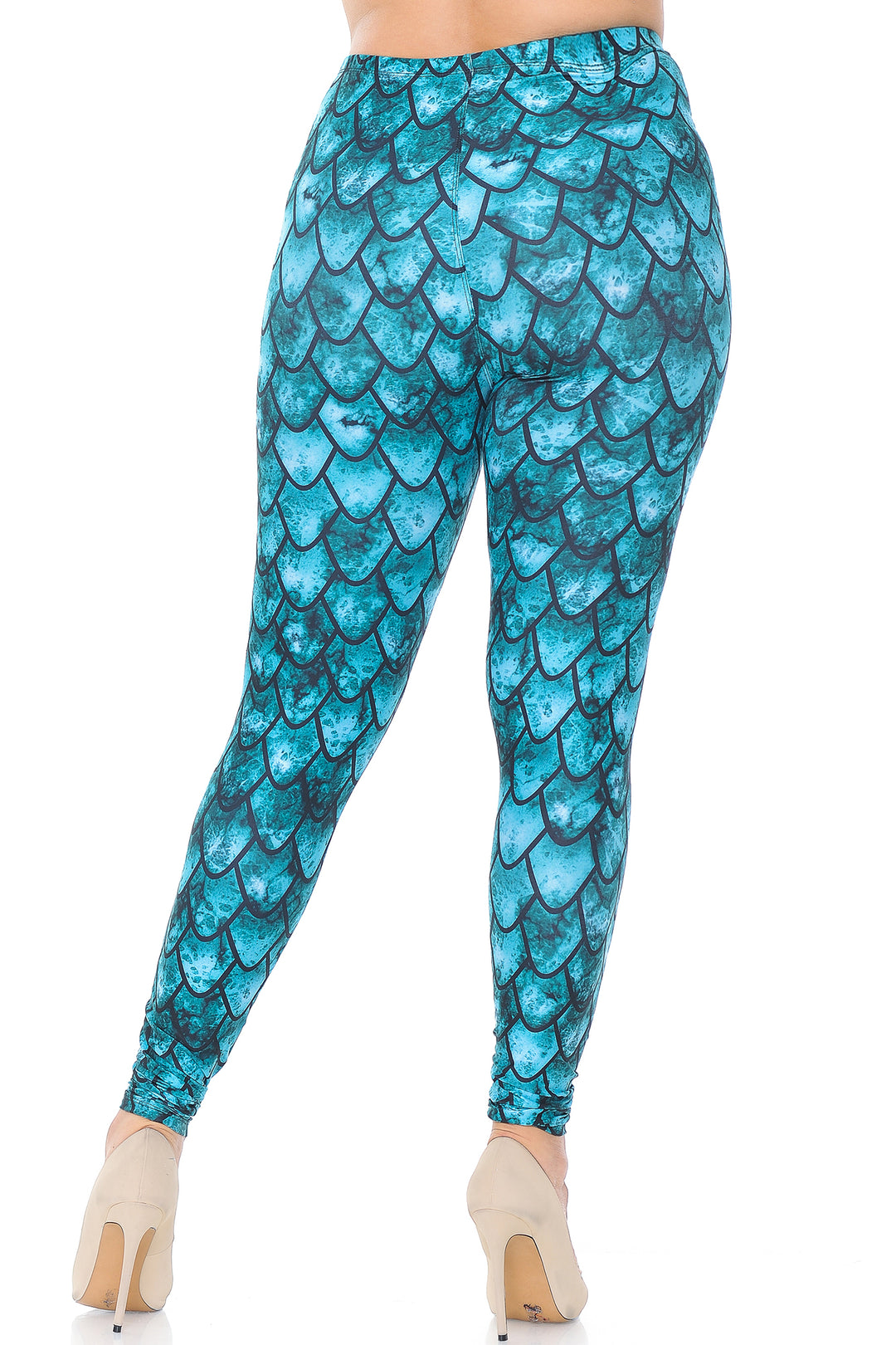 Creamy Soft Premium Women's Leggings Green Dragon Plus Size, High Rise, Stretchy & Breathable, Comfortable Fit - by USA Fashion