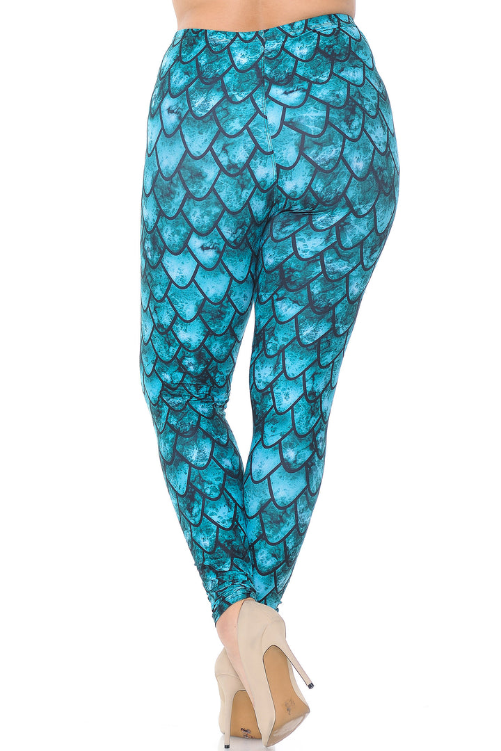 Creamy Soft Premium Women's Leggings Green Dragon Plus Size, High Rise, Stretchy & Breathable, Comfortable Fit - by USA Fashion